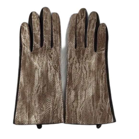 Leather Gold Snakeskin Print Black Vintage Chico's EUC Size SMALL Lined - Picture 3 of 9